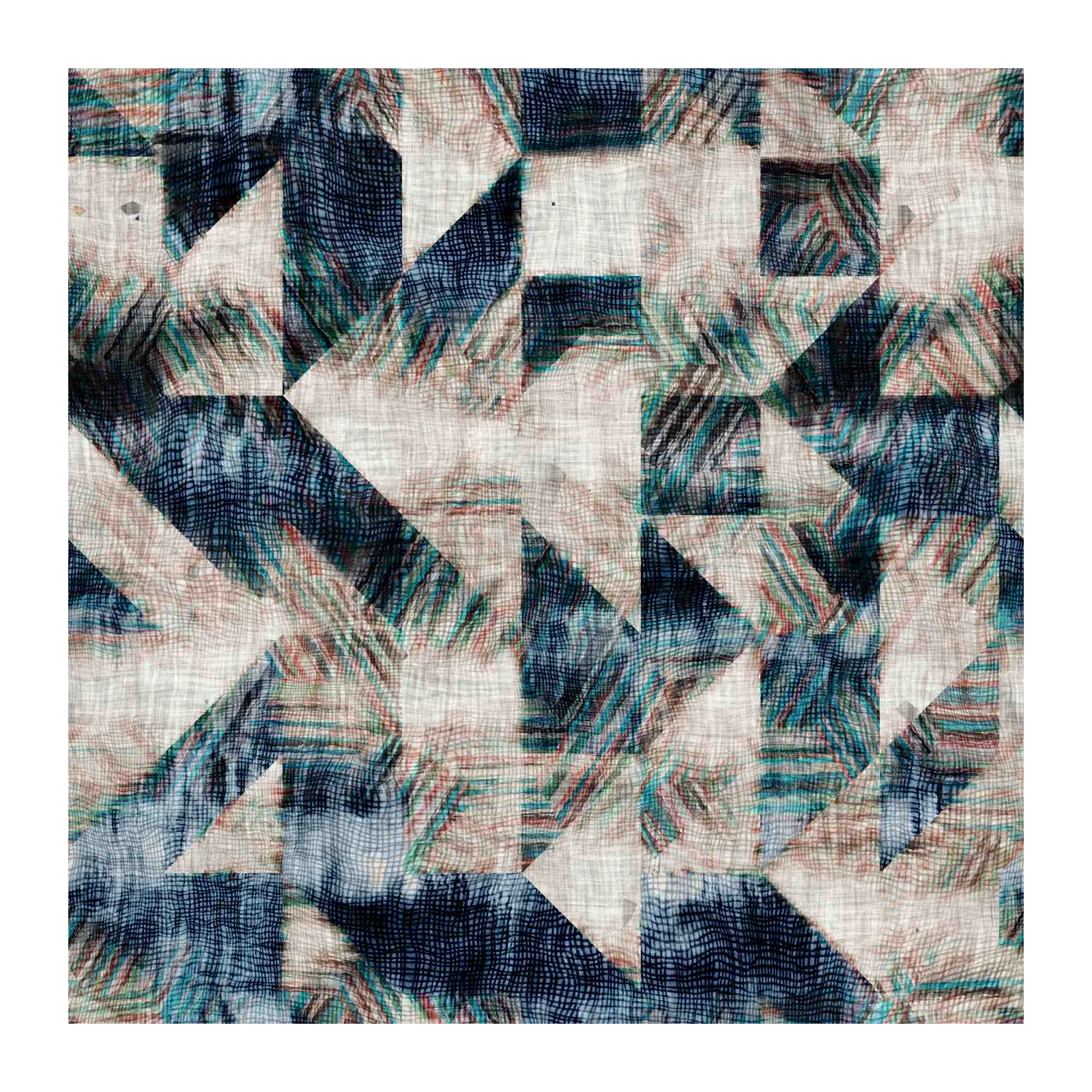 Abstract Geo Teal & Navy Textured Wall Art