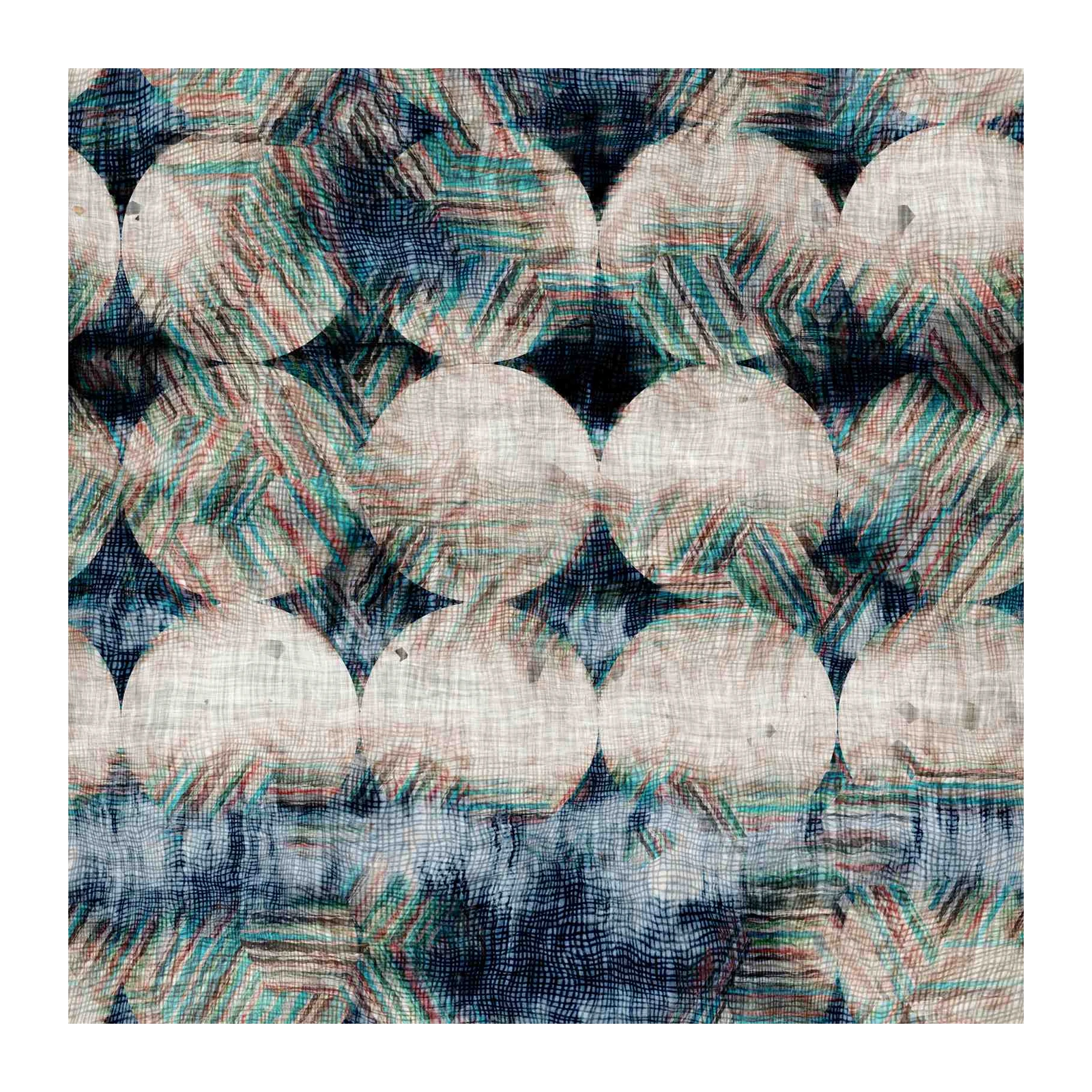 Abstract Circles Textured Blue Green Wall Art