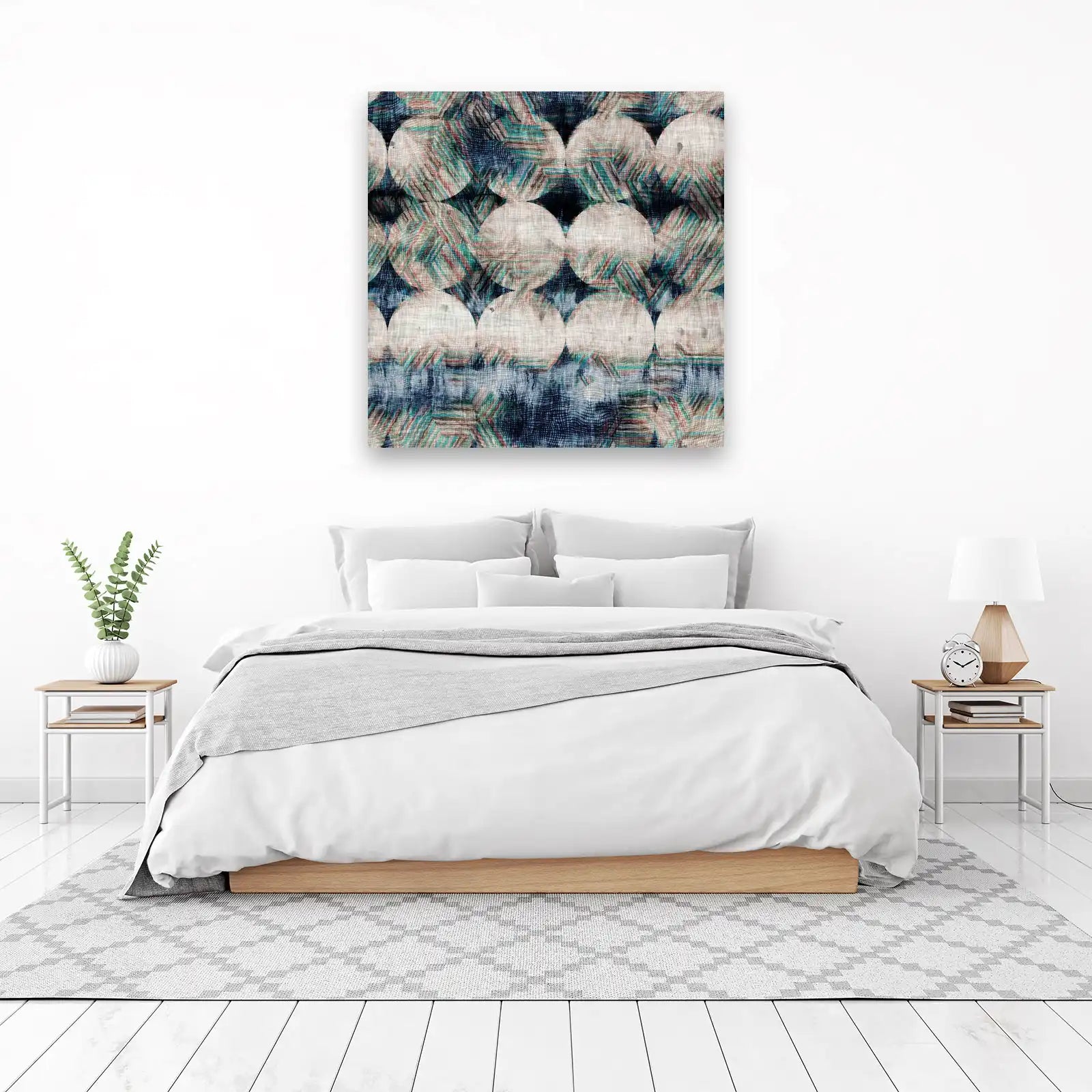 Abstract Circles Textured Blue Green Wall Art