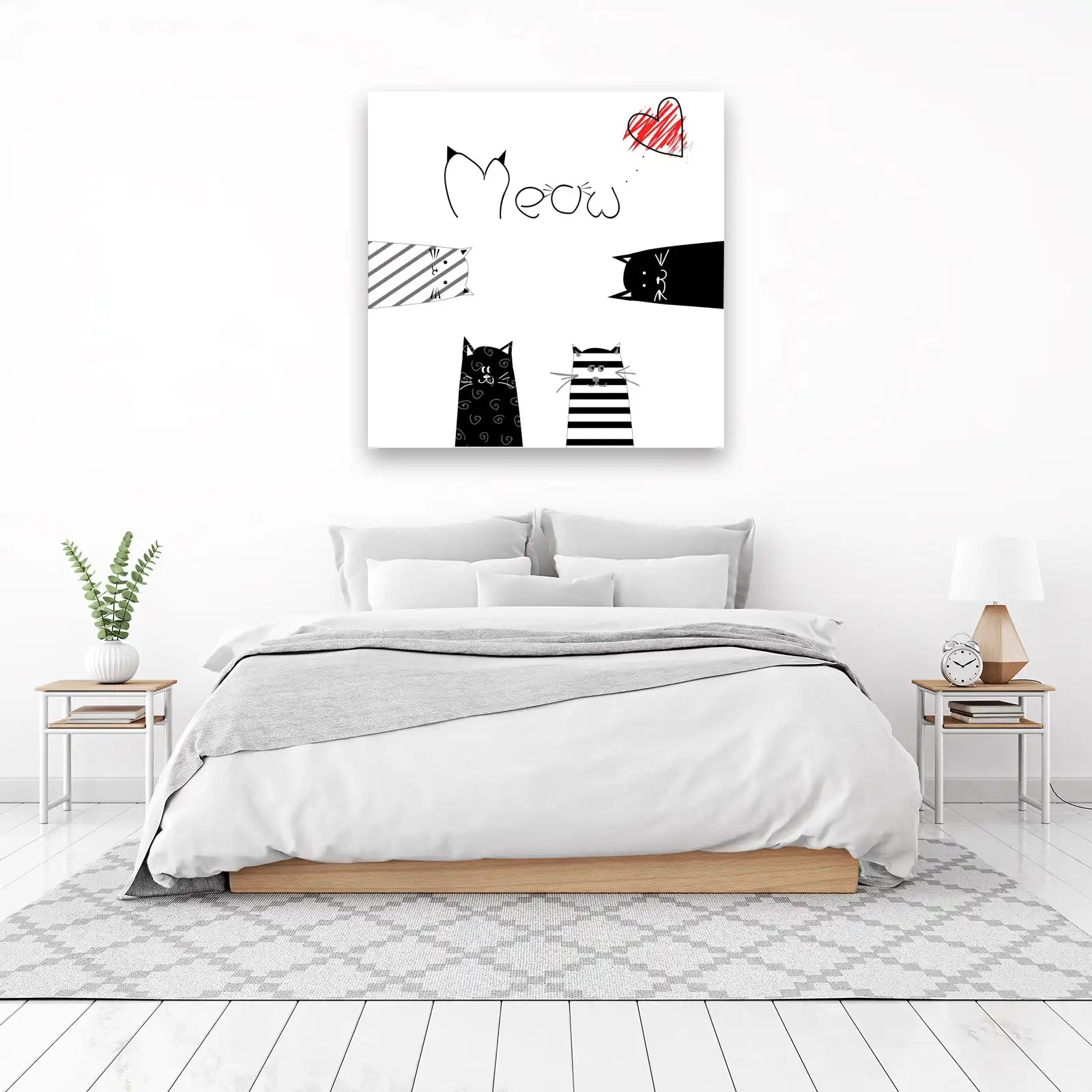 Playful Meow Cats & Heart Wall Art