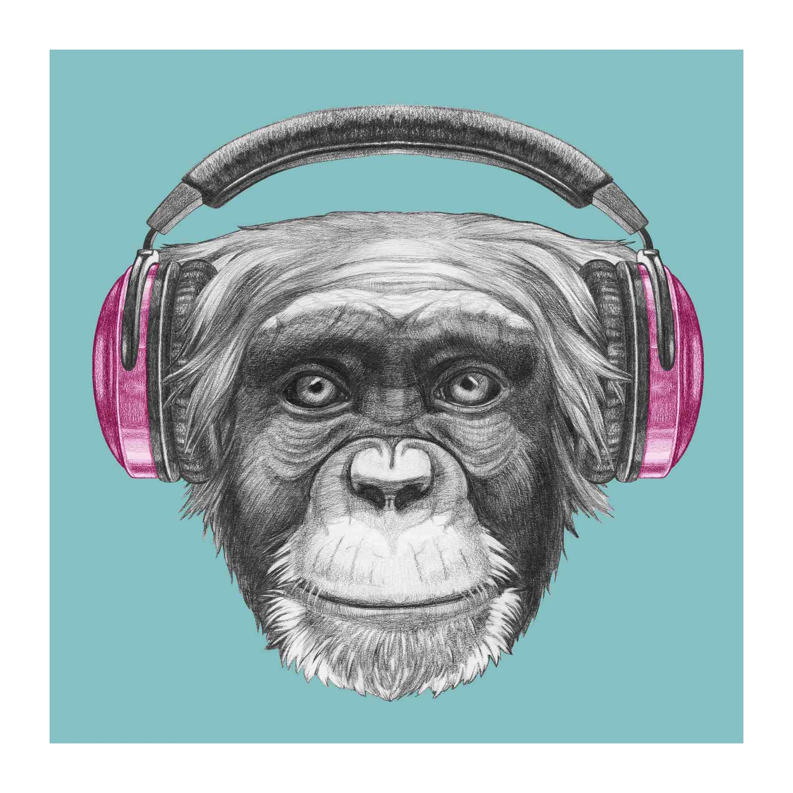 Cool Chimpanzee with Headphones Wall Art