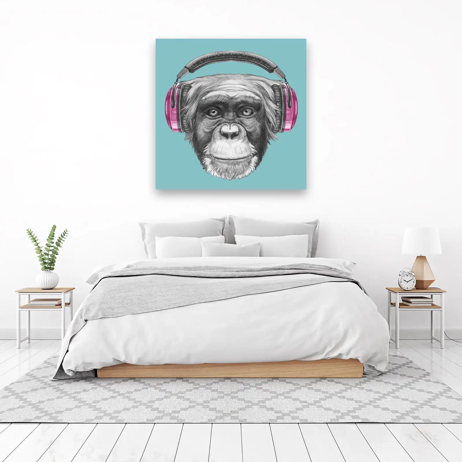 Cool Chimpanzee with Headphones Wall Art