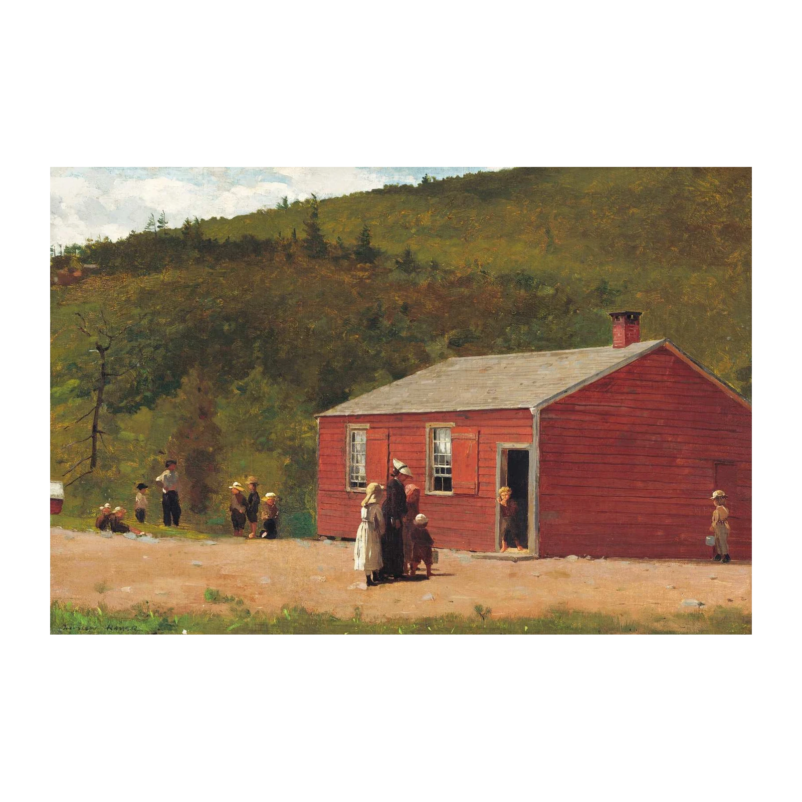 Vintage Schoolhouse Scene Wall Art