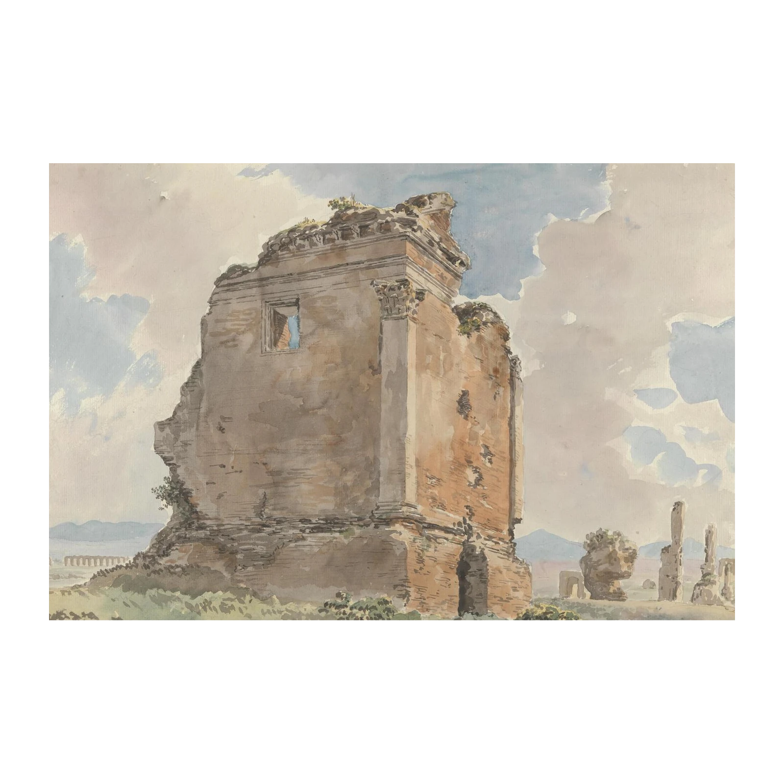 Ancient Roman Ruins Watercolor Wall Art