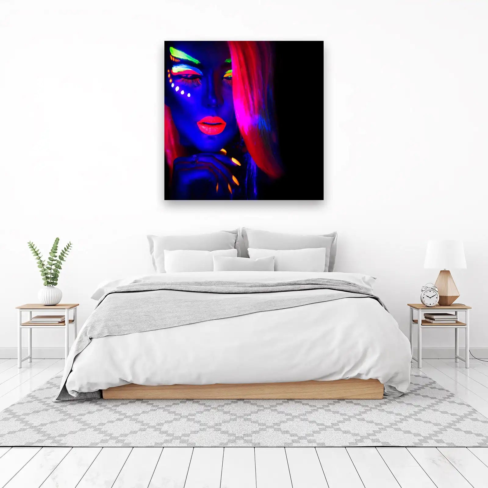 Vibrant Neon Woman Portrait Wall Art