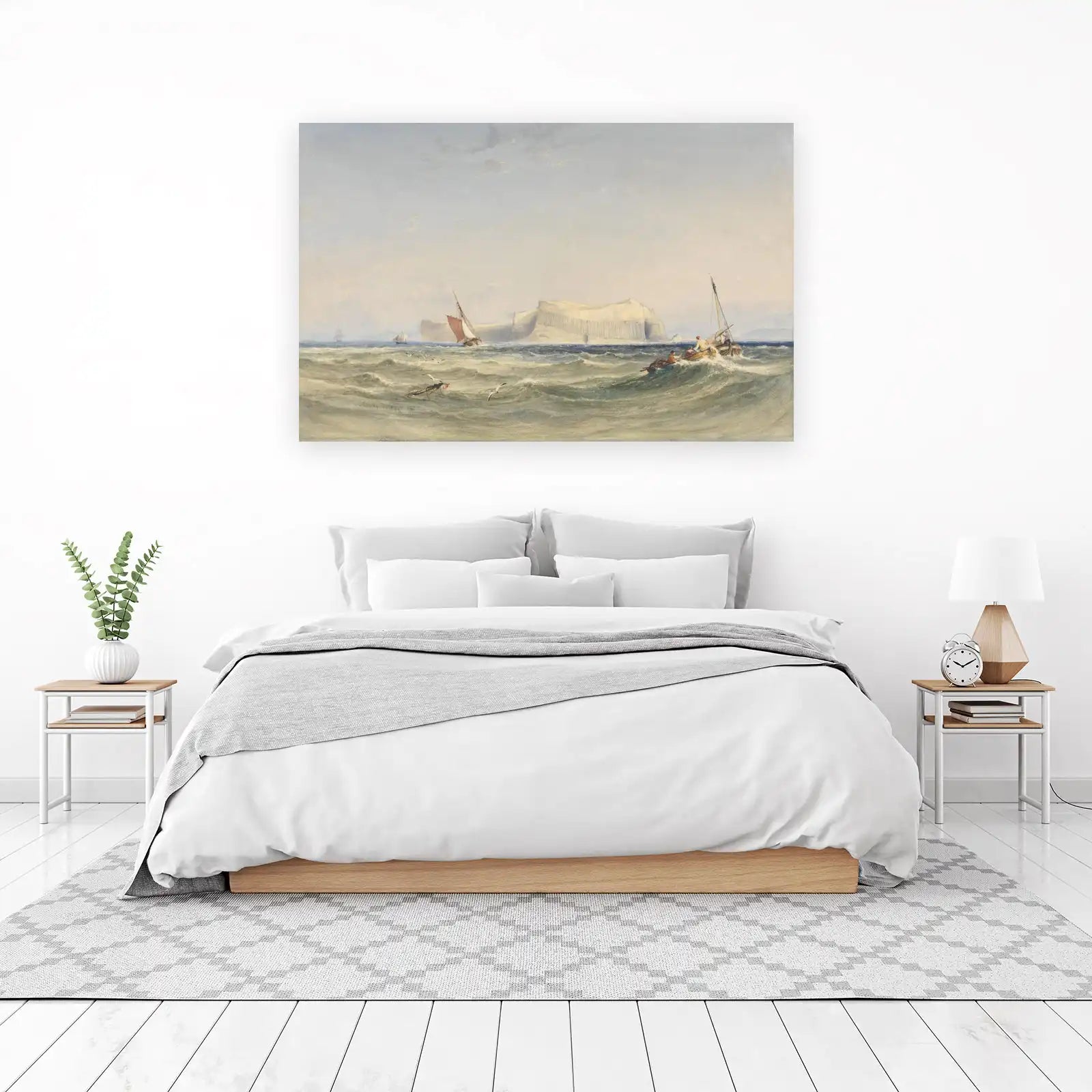 Seascape with Sailboats & Cliffs Wall Art