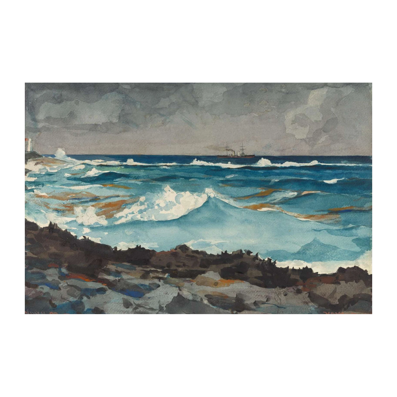 Stormy Seas Lighthouse & Ship Wall Art