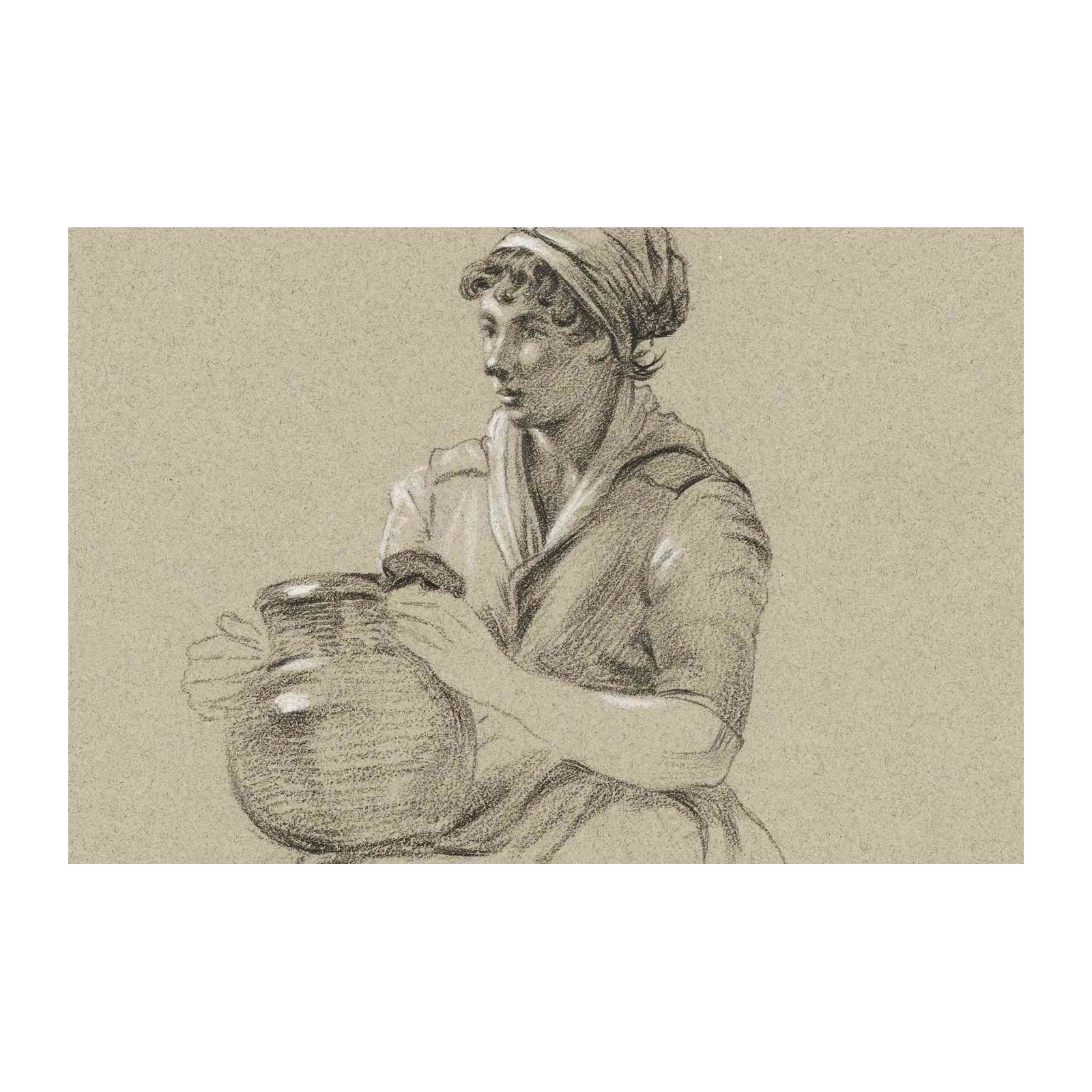 Classic Woman with Jug Sketch Wall Art
