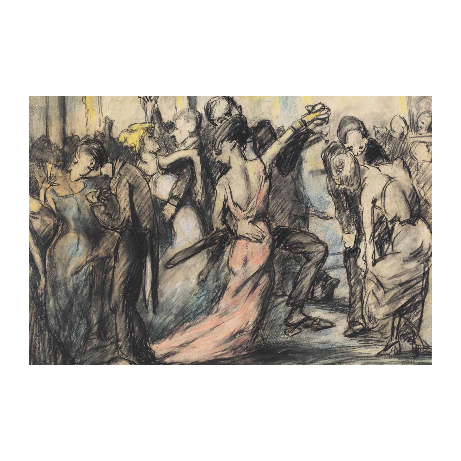 Elegant Ballroom Scene Sketch Wall Art