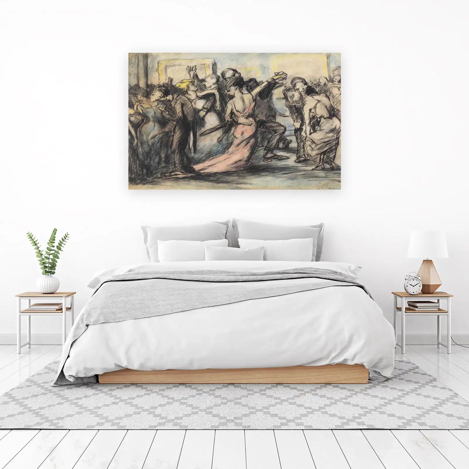 Elegant Ballroom Scene Sketch Wall Art