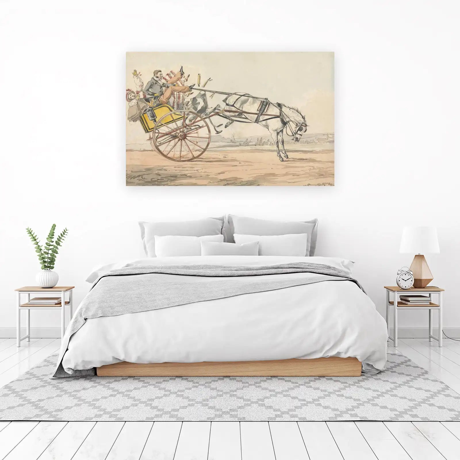 Humorous Horse Carriage Mishap Vintage Wall Art