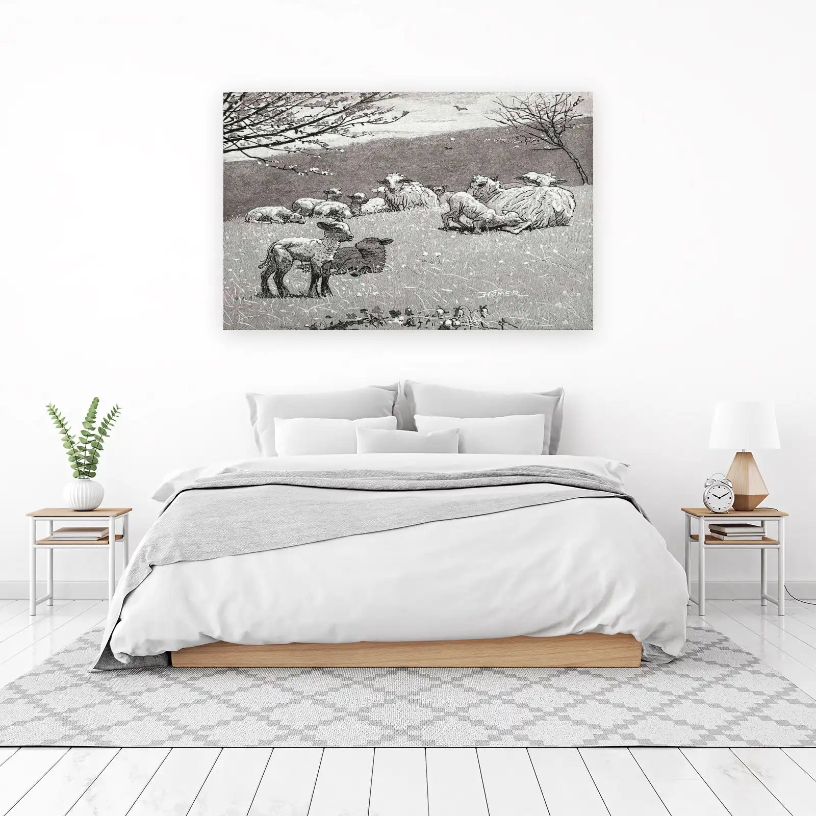 Vintage Sheep Meadow Art Wall Art