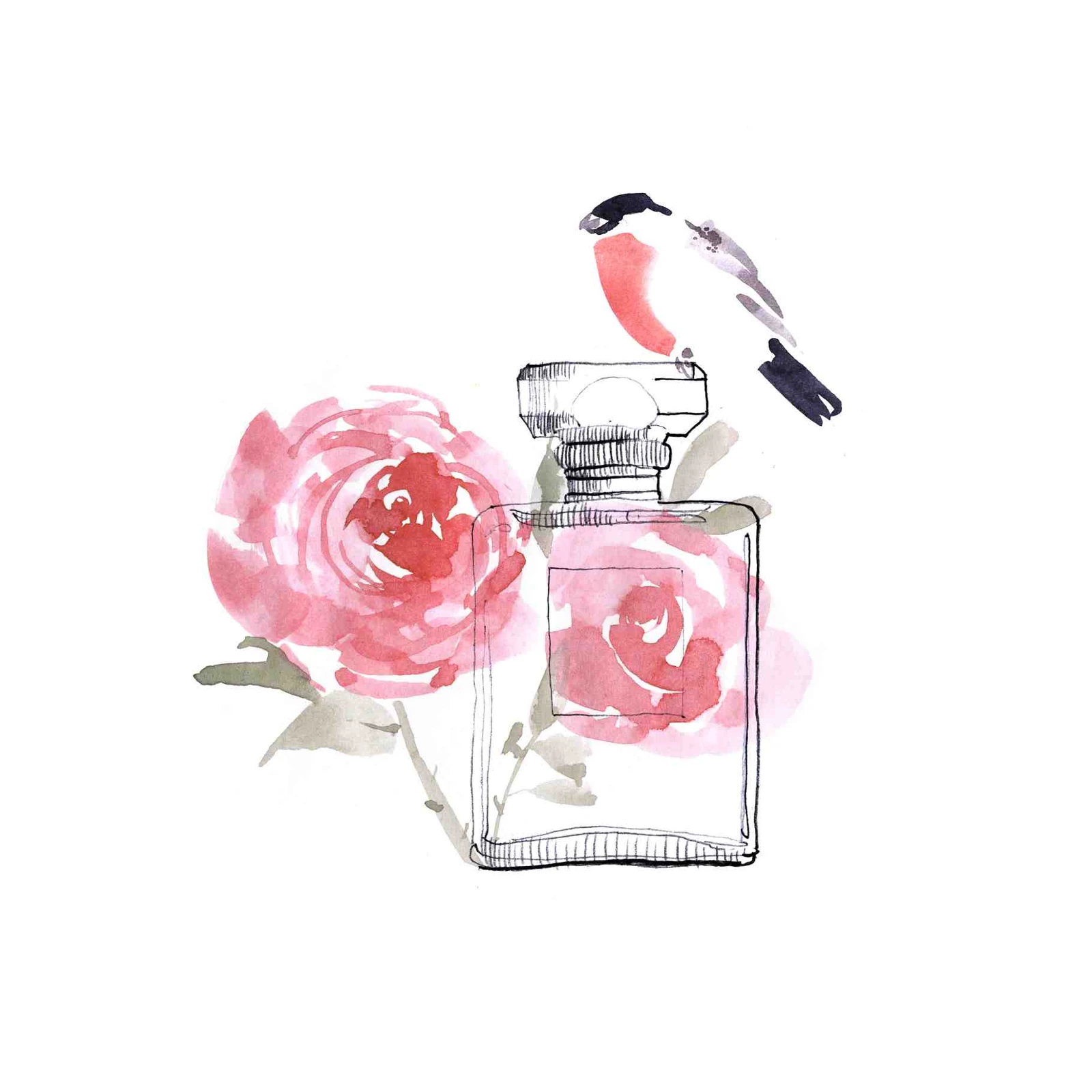Charming Bird & Rose Perfume Bottle Wall Art