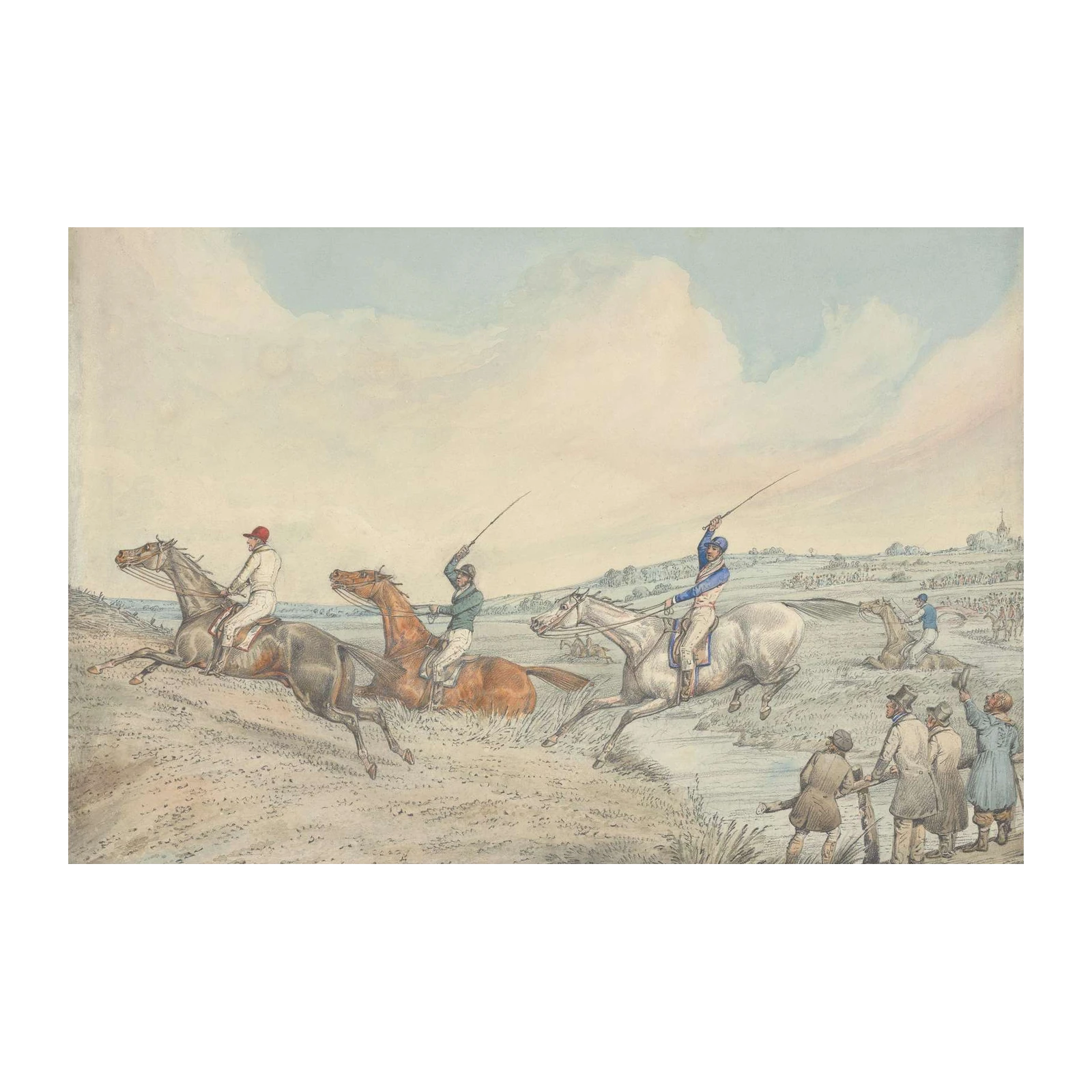 Vintage Horse Racing Scene Wall Art