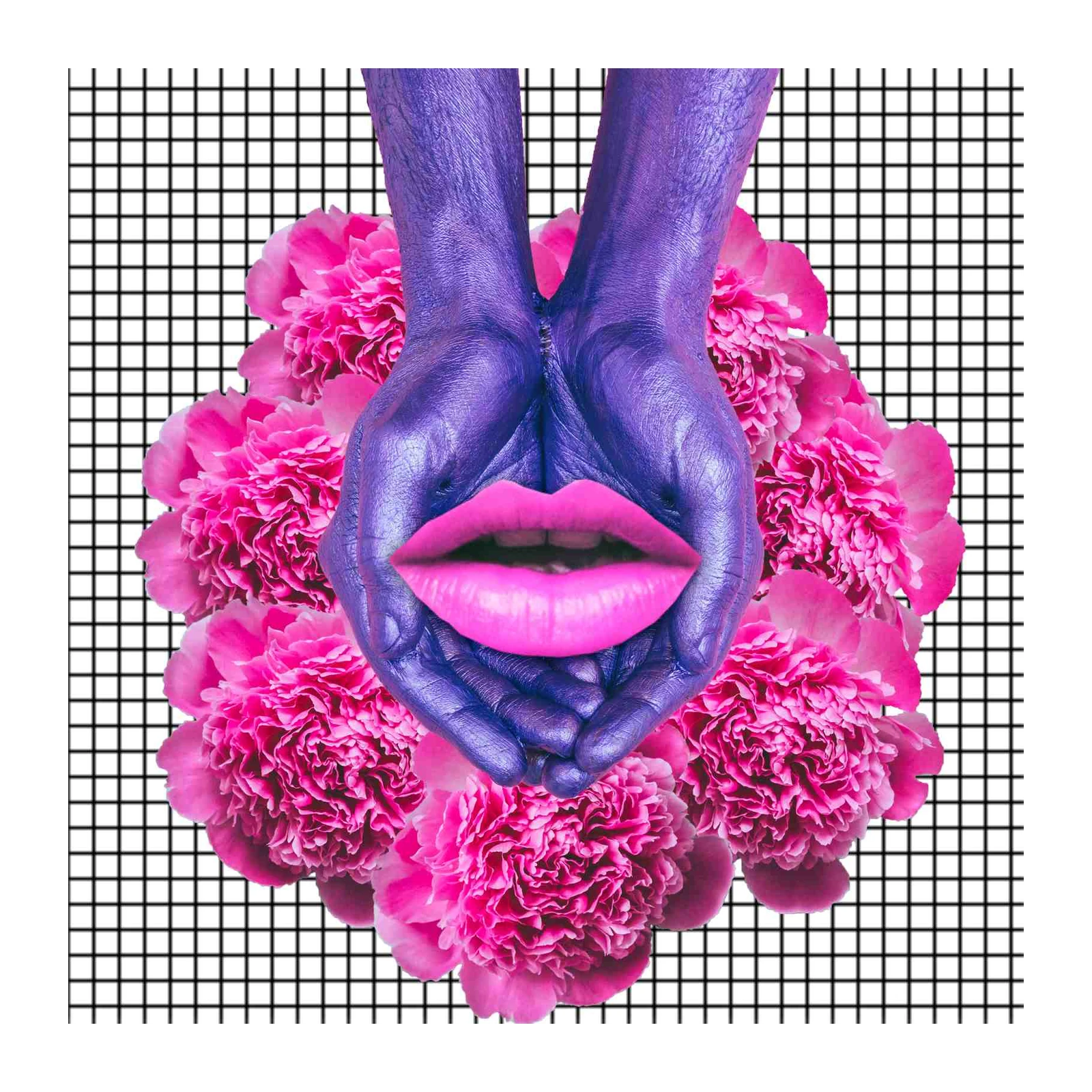 Vibrant Floral Lips & Hands Wall Art