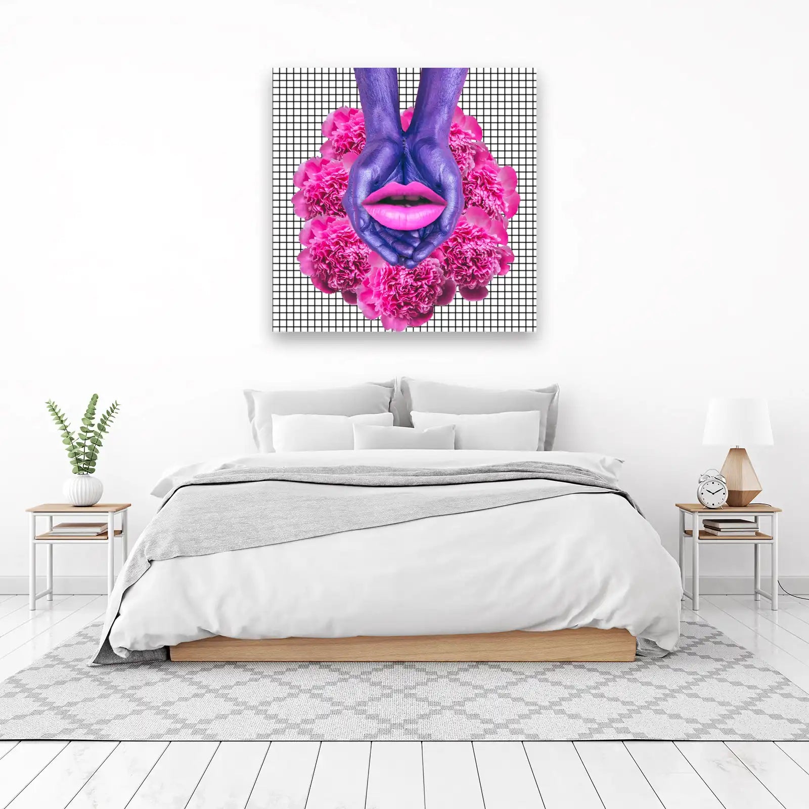 Vibrant Floral Lips & Hands Wall Art