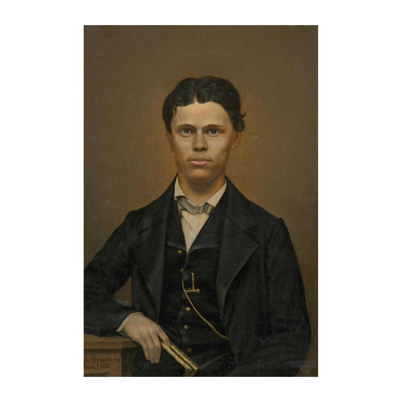 Vintage Portrait Young Man 1865 Wall Art