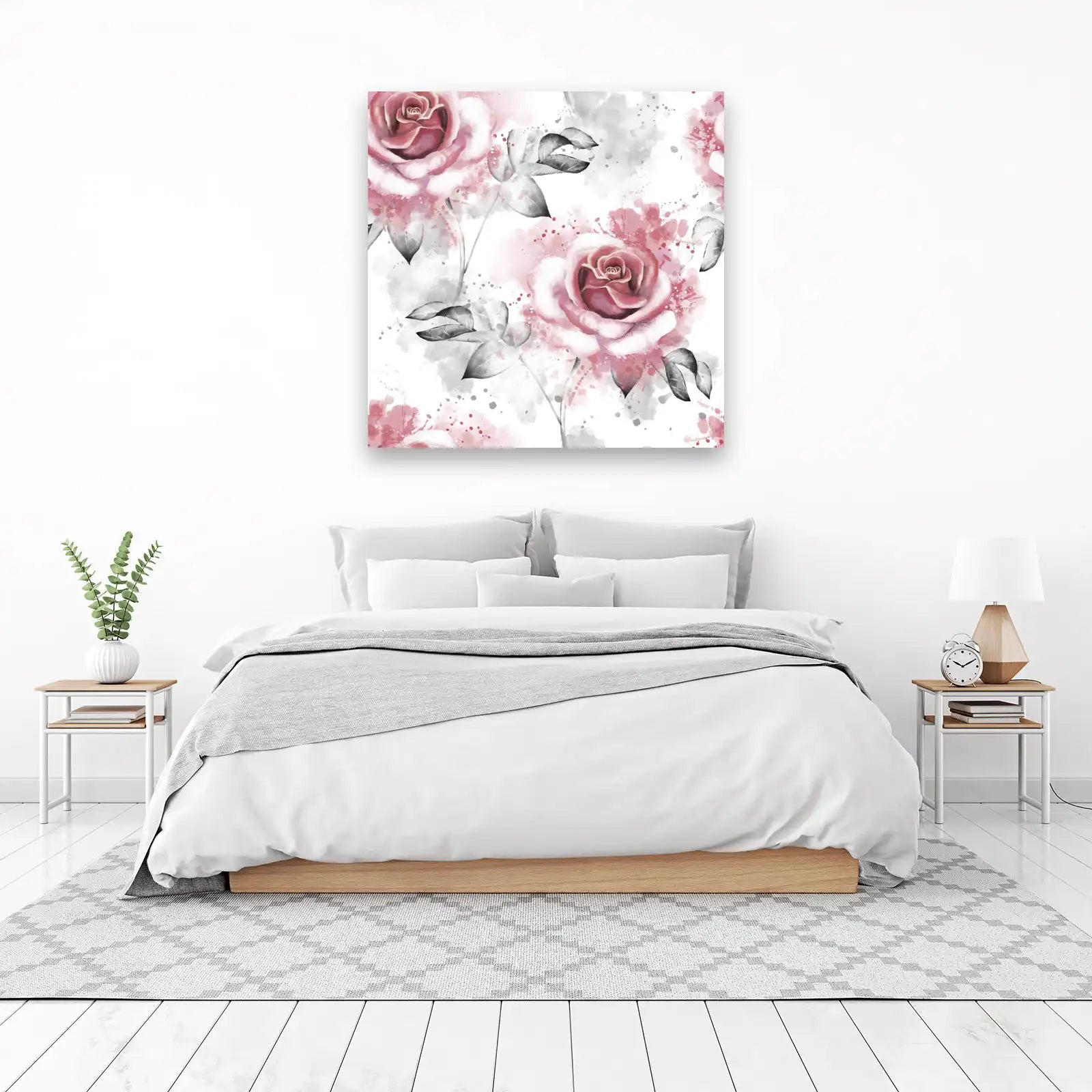Elegant Pink Rose Watercolor Wall Art