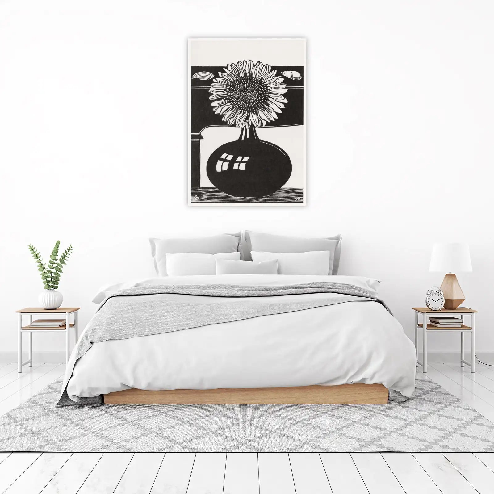 Bold Sunflower in Black & White Wall Art