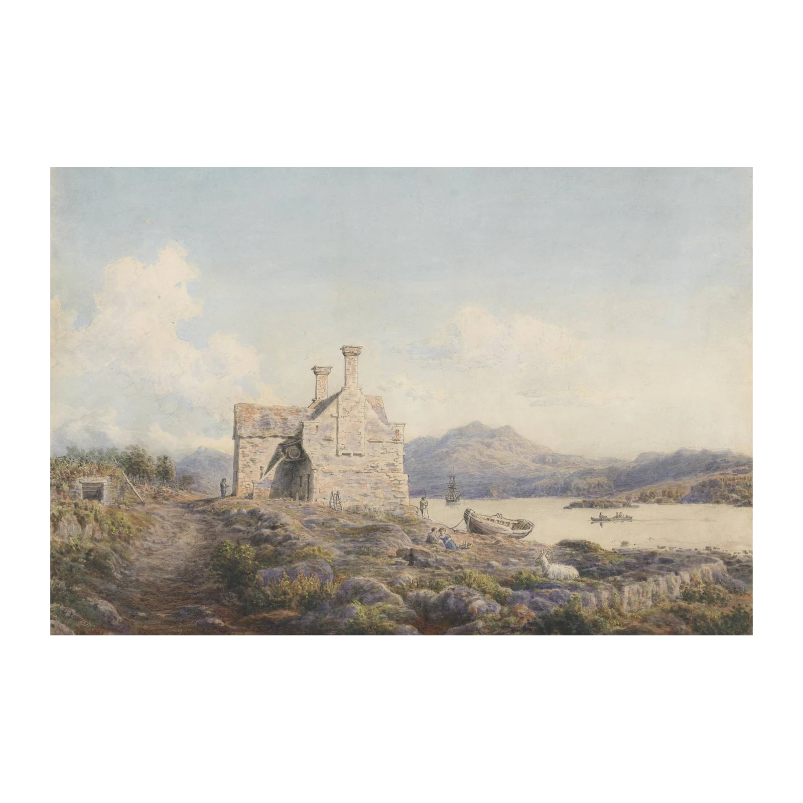 Coastal Ruin Landscape Vintage Wall Art