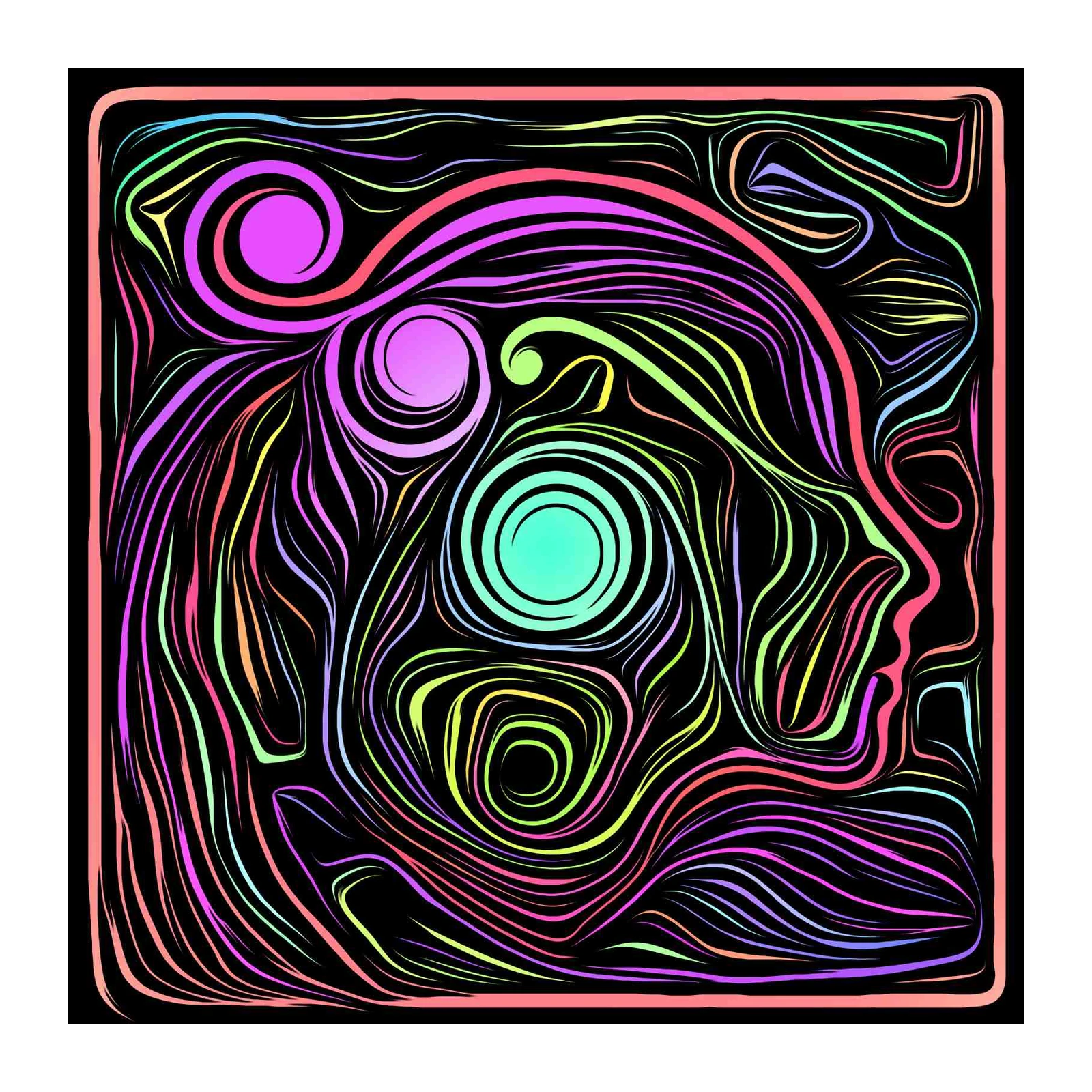 Psychedelic Abstract Face Wall Art