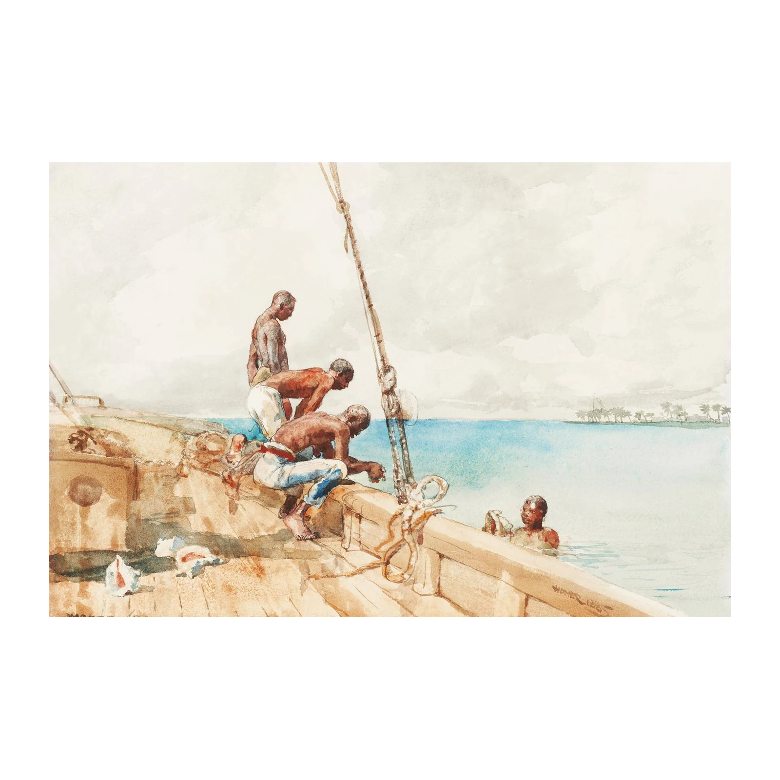 Coastal Scene Watercolor Wall Art