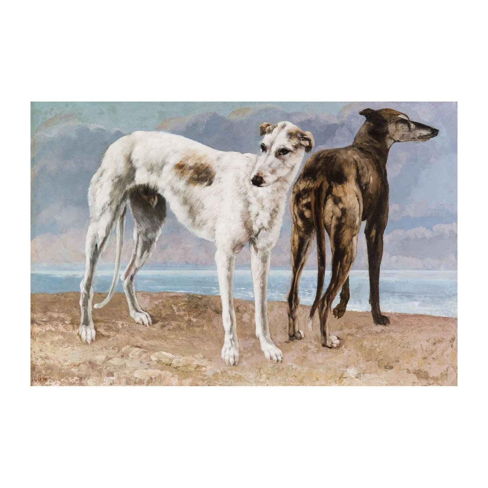 Elegant Greyhounds at the Beach Wall Art