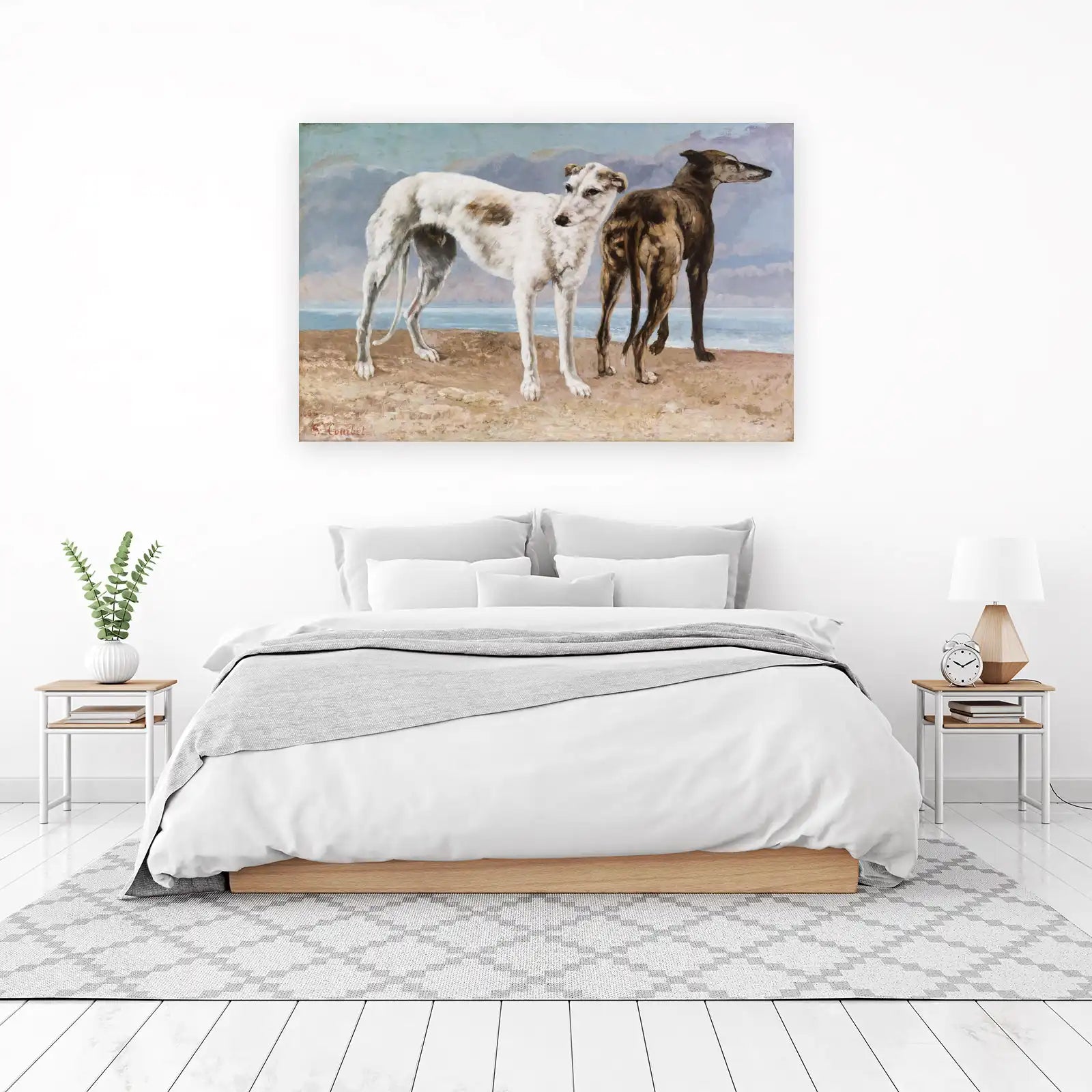 Elegant Greyhounds at the Beach Wall Art