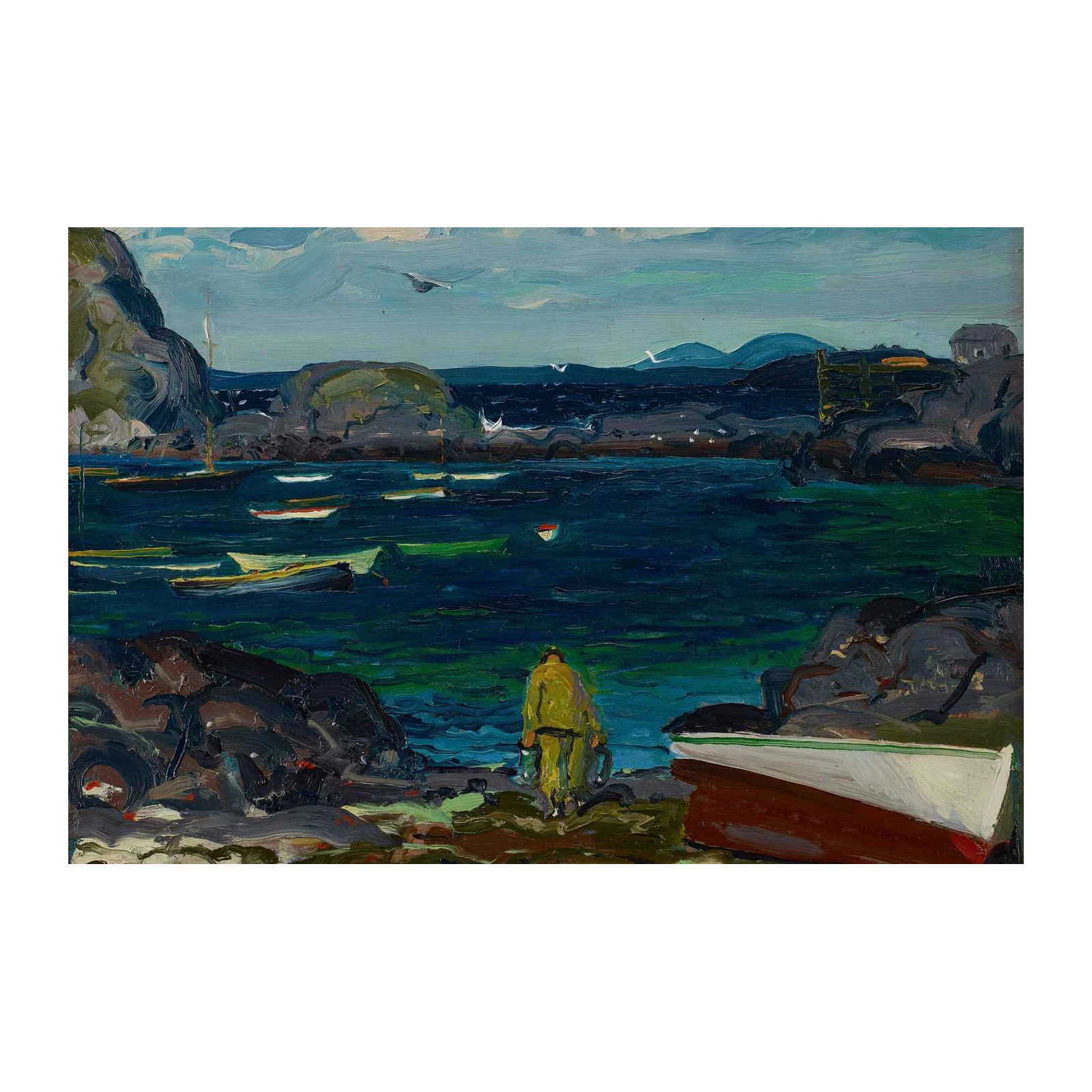 Coastal Fishermen Harbor Boats Wall Art
