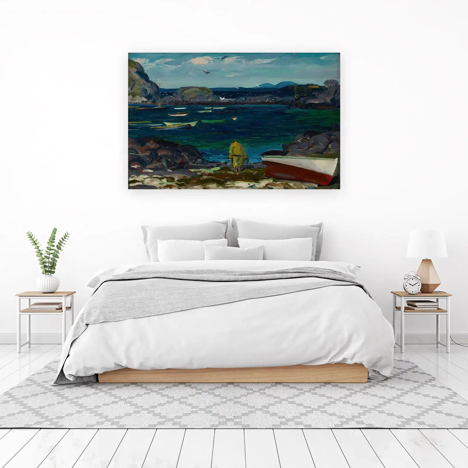 Coastal Fishermen Harbor Boats Wall Art