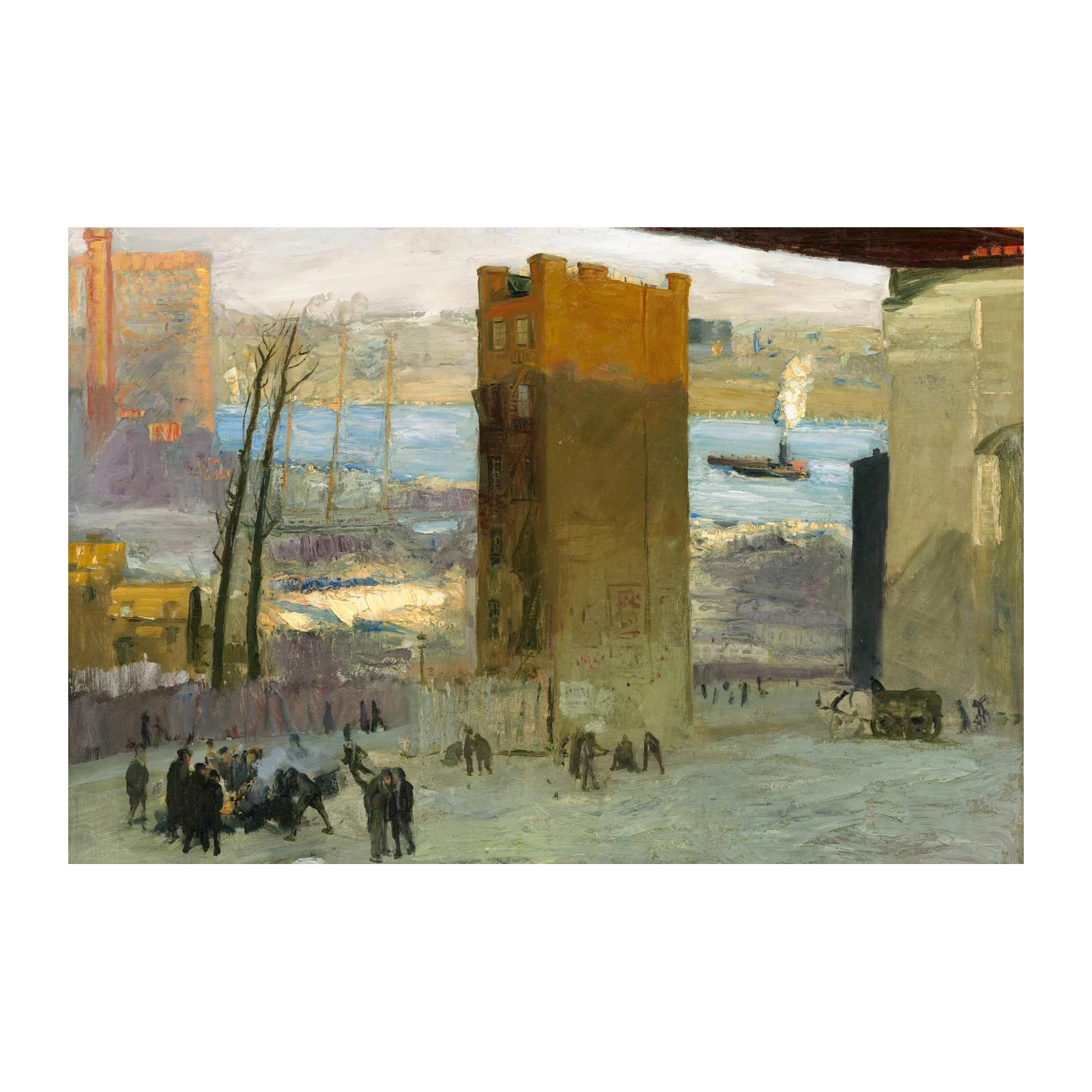 Urban Cityscape with Tugboat Wall Art