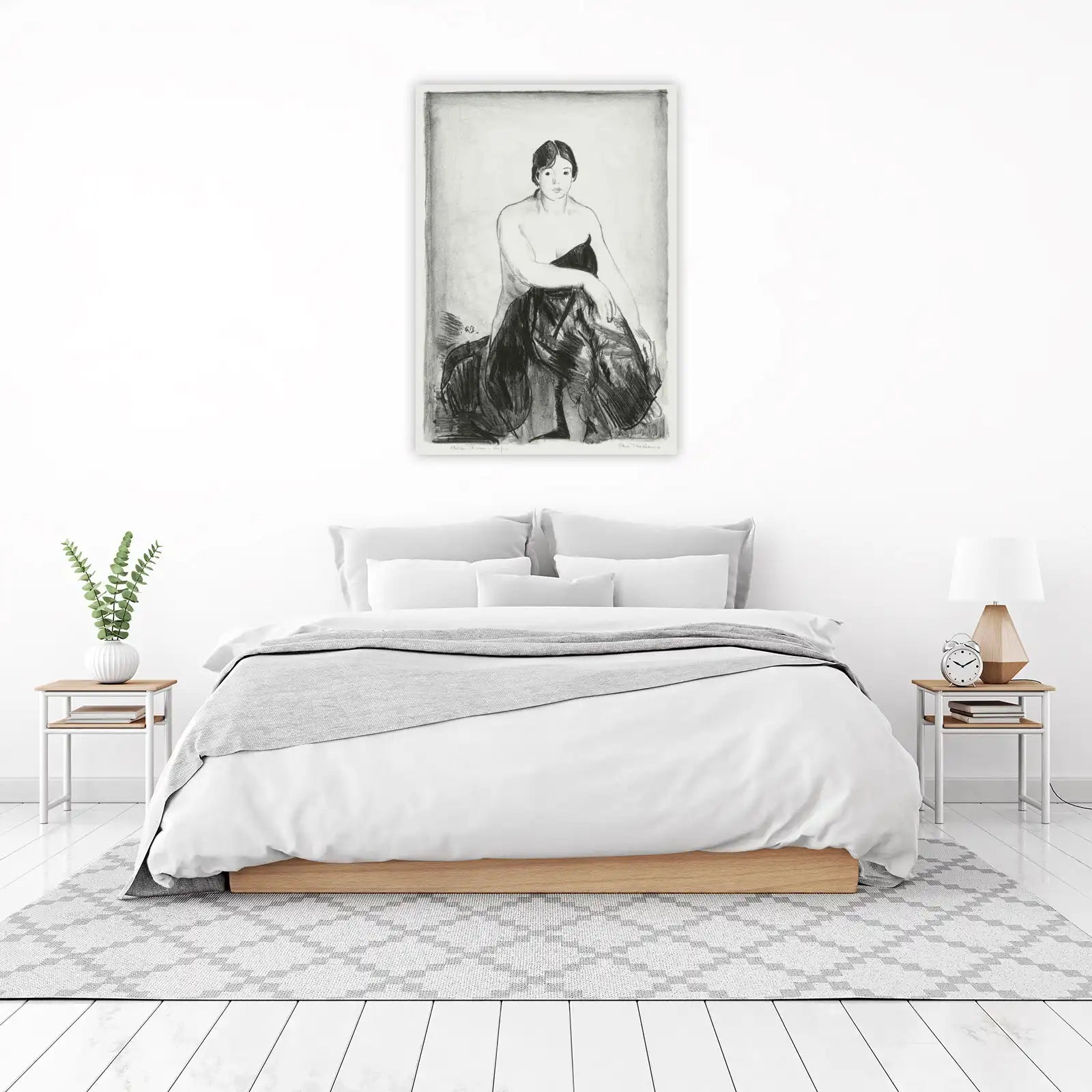 Elegant Woman Charcoal Sketch Wall Art