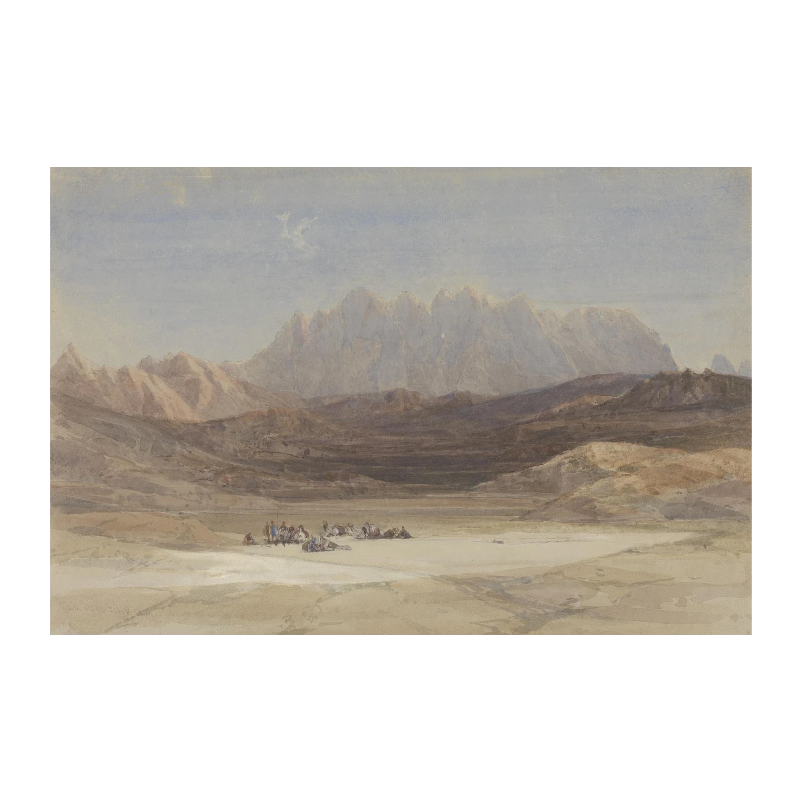 Serene Mountain Landscape Watercolor Wall Art