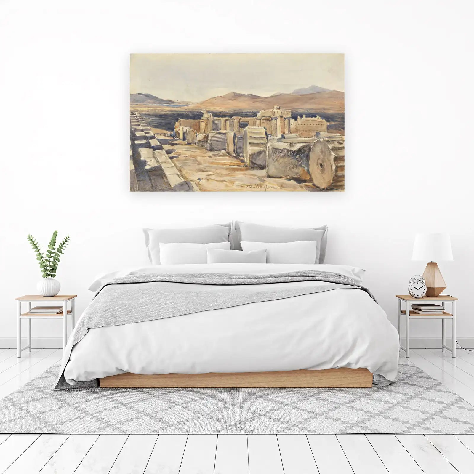 Ancient Ruins Desert Landscape Watercolor Wall Art