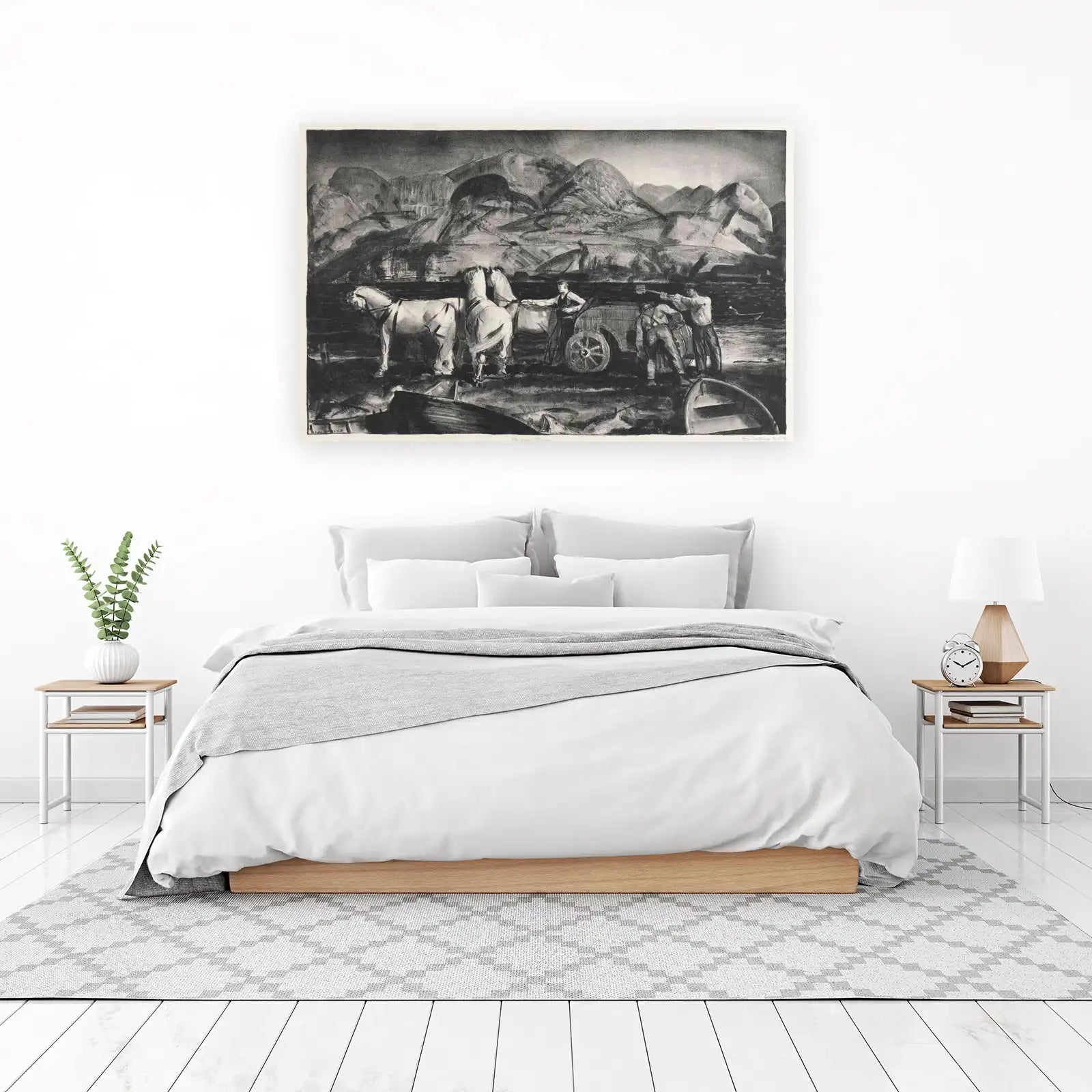 Vintage Coastal Scene Horse & Cart Wall Art