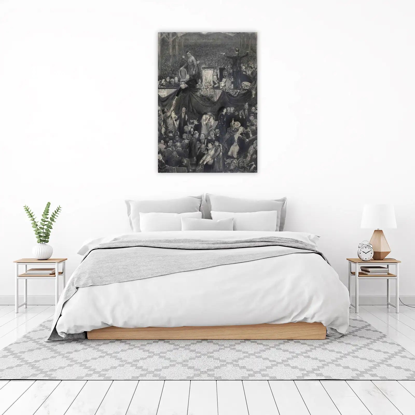 Historic Debate Scene Vintage Charcoal Art Wall Art