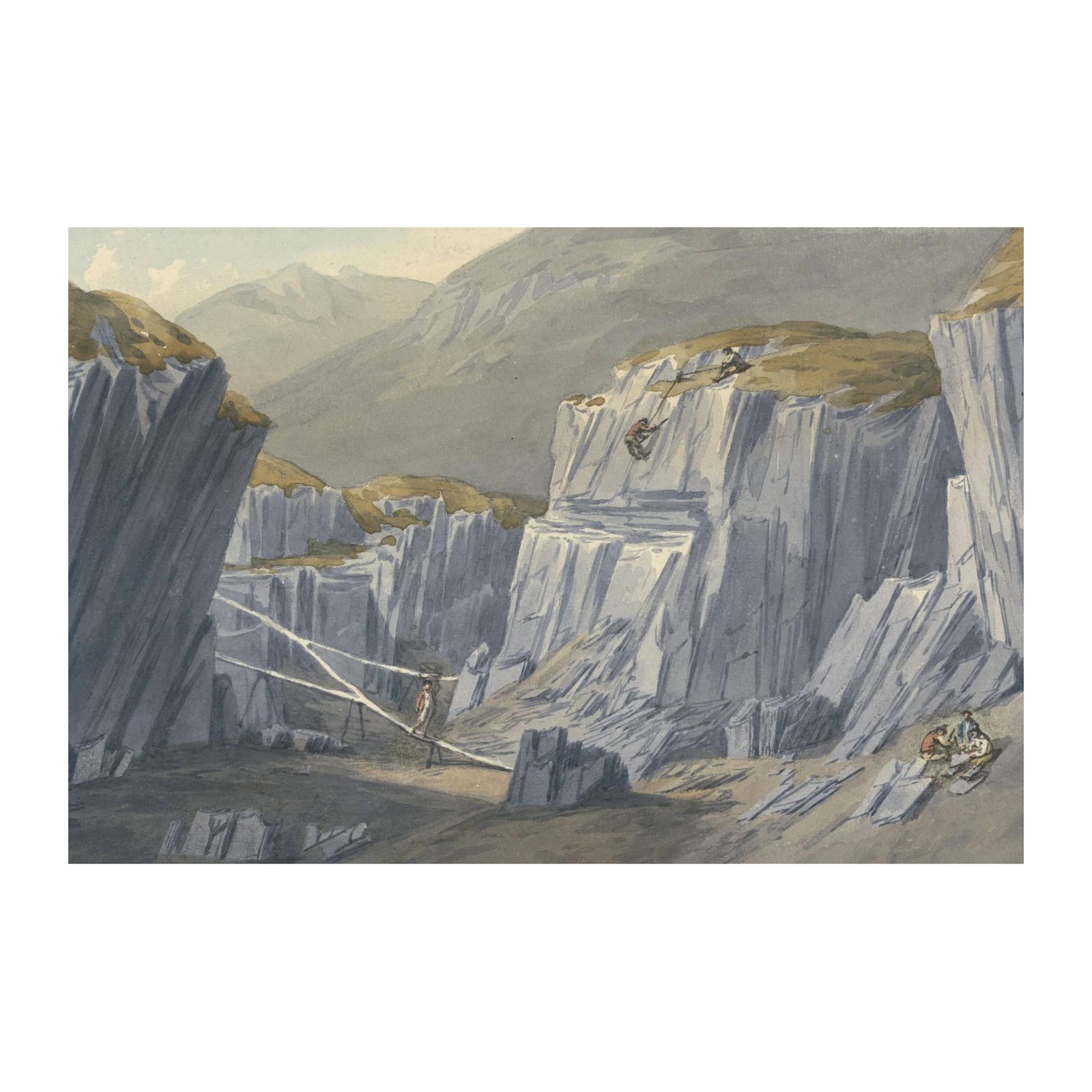 Dramatic Slate Quarry Workers Wall Art
