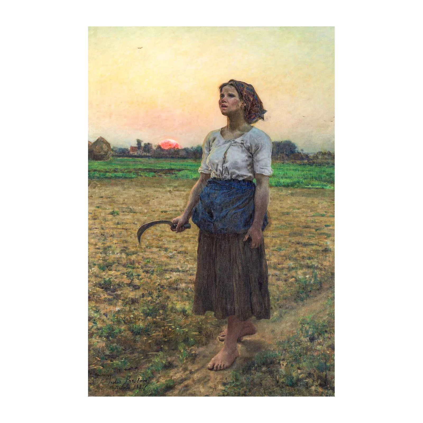 Peasant Woman Sunrise Reaper Wall Art