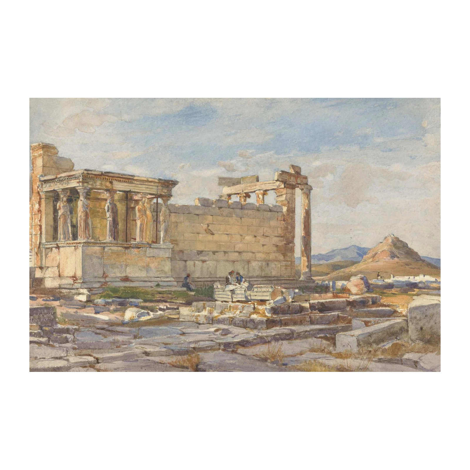 Ancient Greece Ruins Watercolor Wall Art