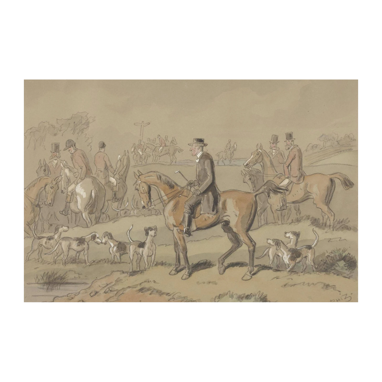 Vintage Fox Hunt Horse & Hounds Wall Art