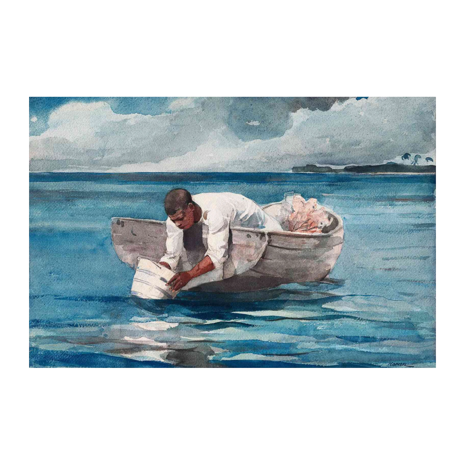Coastal Life Fisherman Watercolor Wall Art