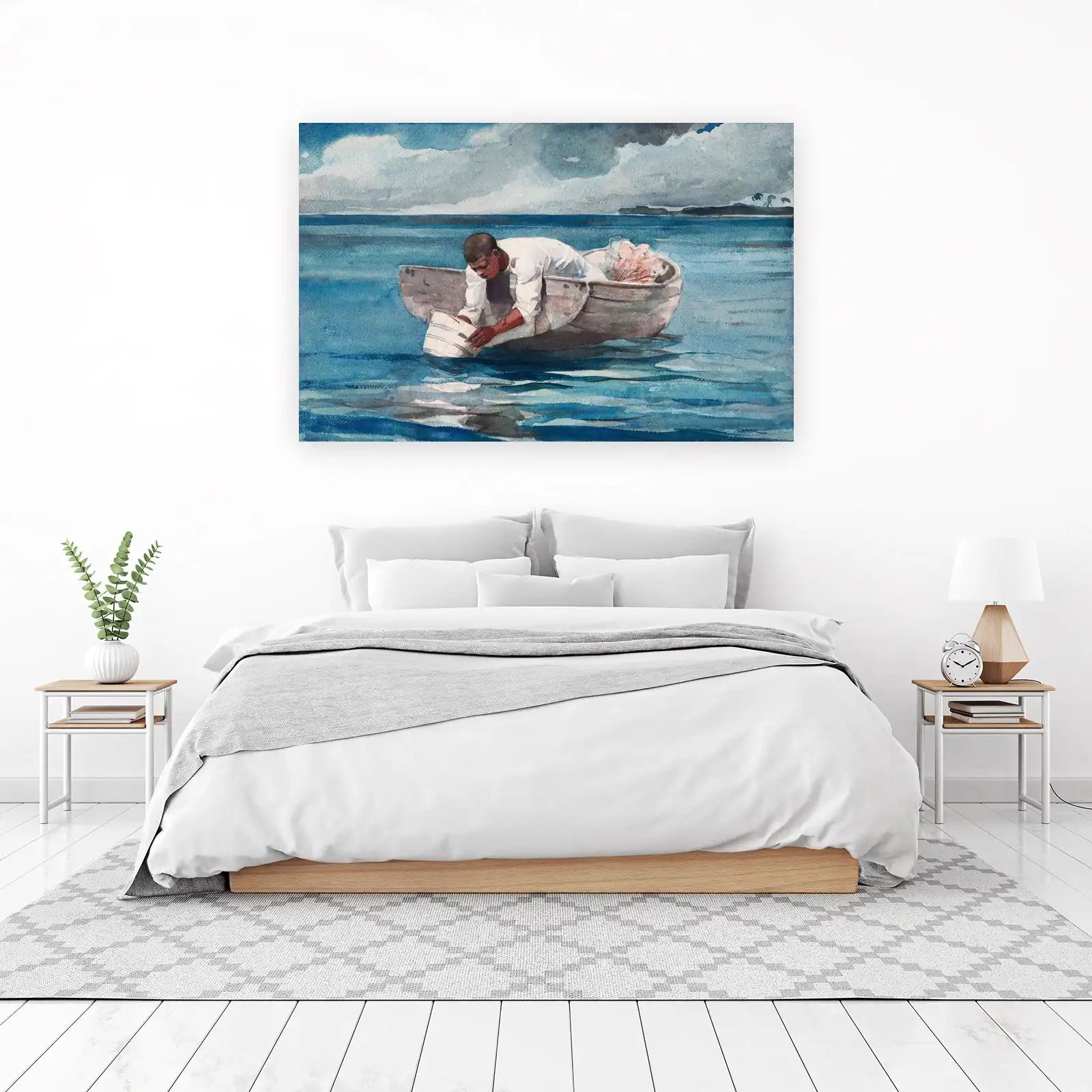 Coastal Life Fisherman Watercolor Wall Art