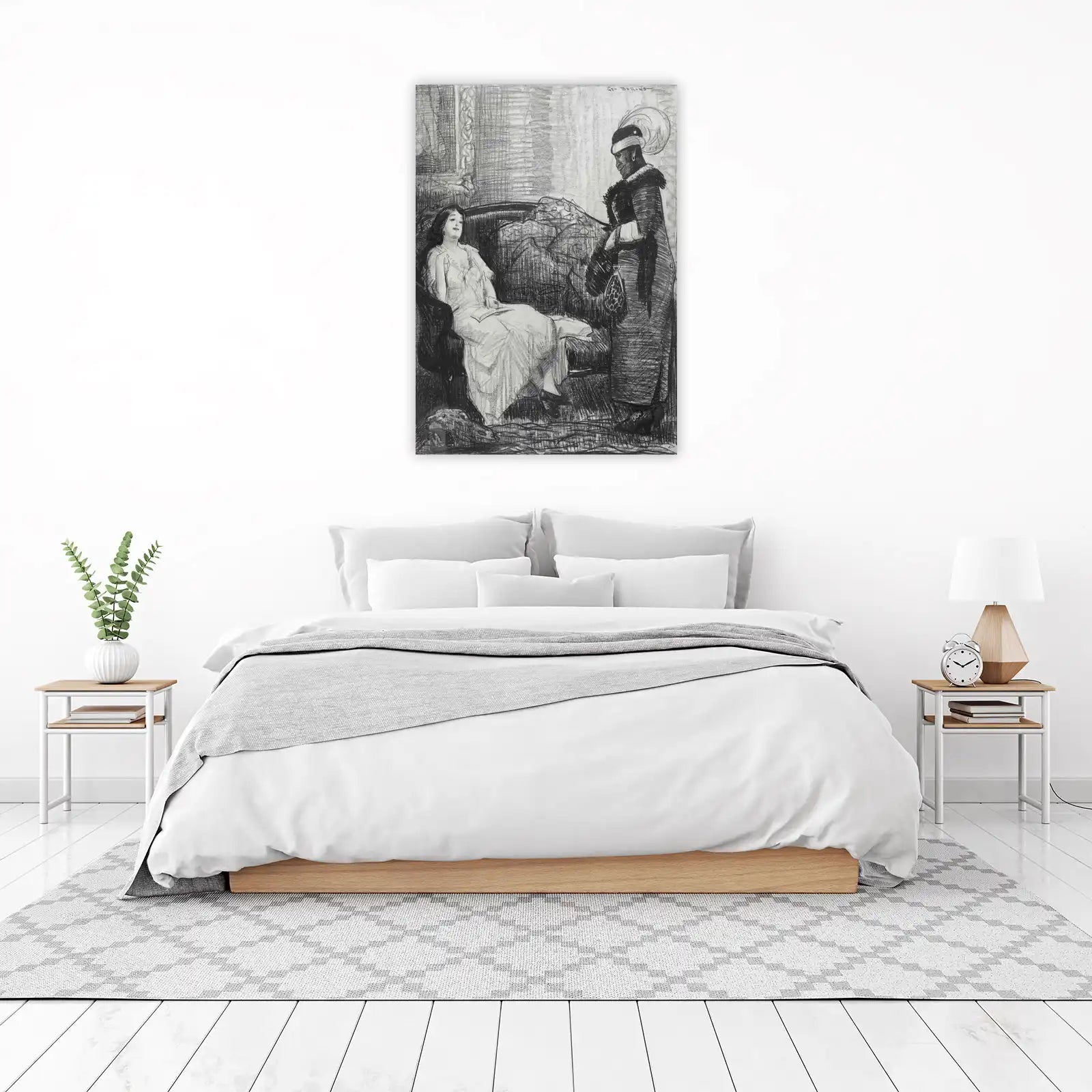 Elegant Vintage Scene Charcoal Wall Art