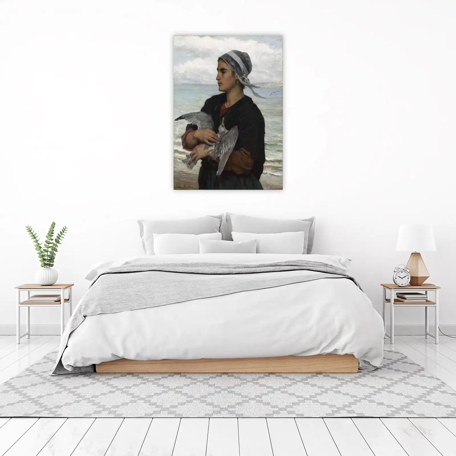 Young Woman with Seagulls Wall Art