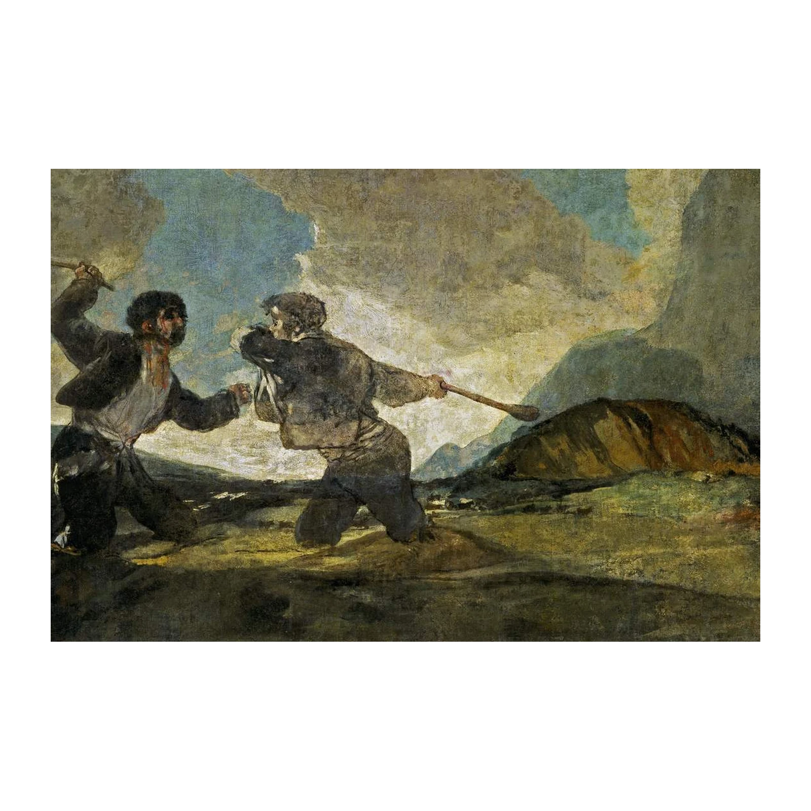 Fight with Cudgels Goya Museum Quality Wall Art