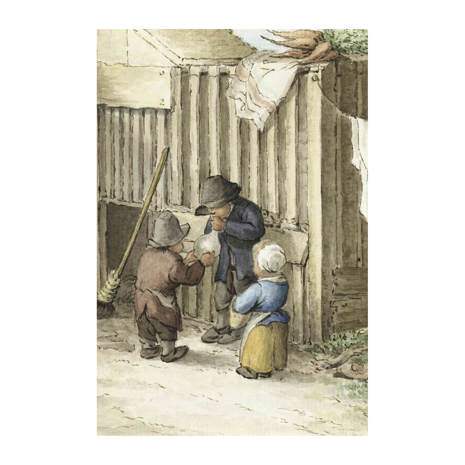 Vintage Village Life Watercolor Wall Art