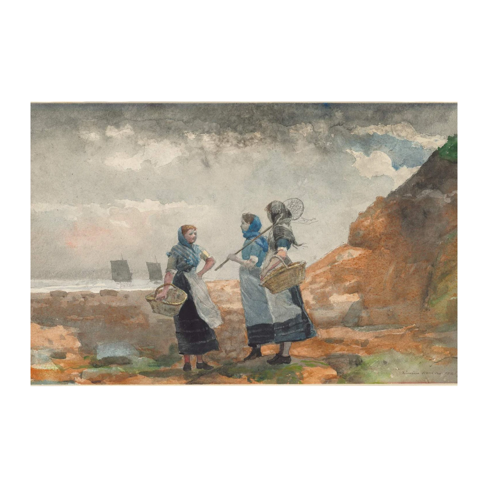 Coastal Fisherwomen Gathering Wall Art