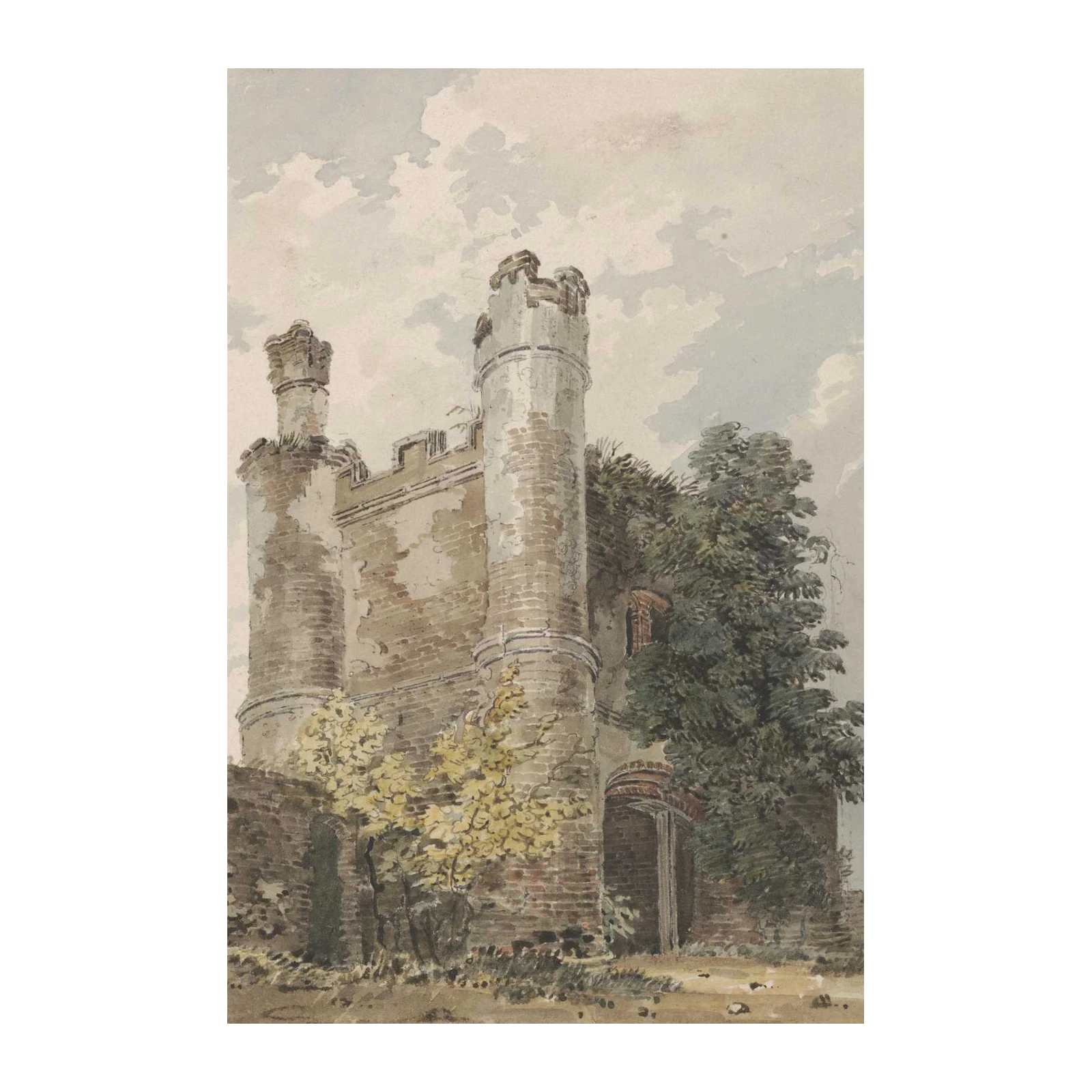 Gothic Castle Watercolor Architectural Wall Art