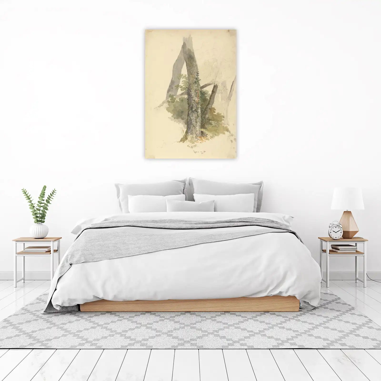 Rustic Forest Trees Watercolor Wall Art