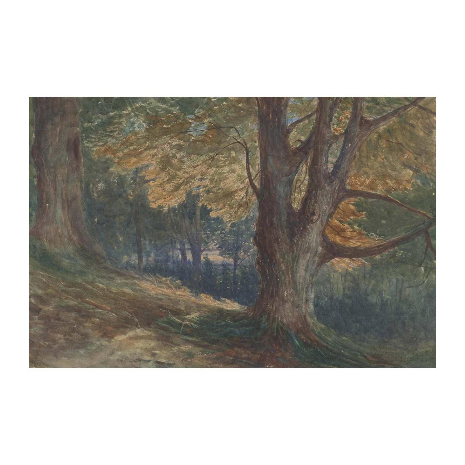 Serene Woodland Path Watercolor Wall Art